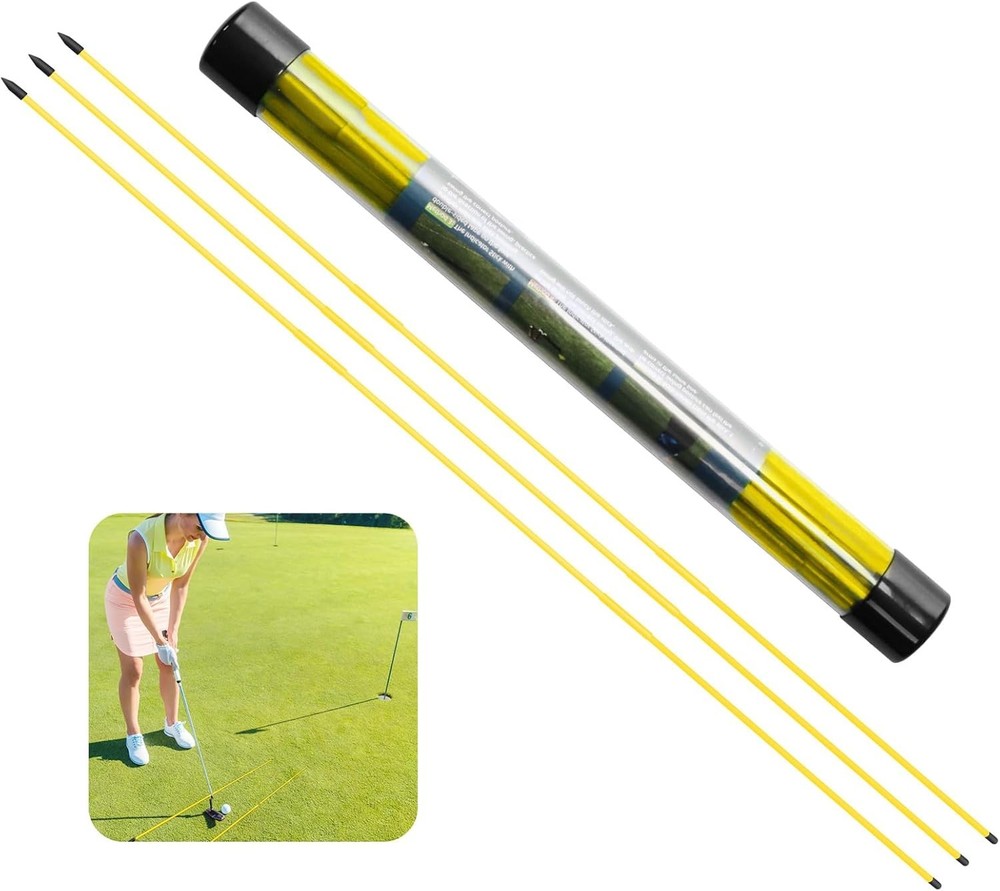 Golf Alignment Sticks 3 Pack Collapsible Golf Practice Rods for Aiming, Putting