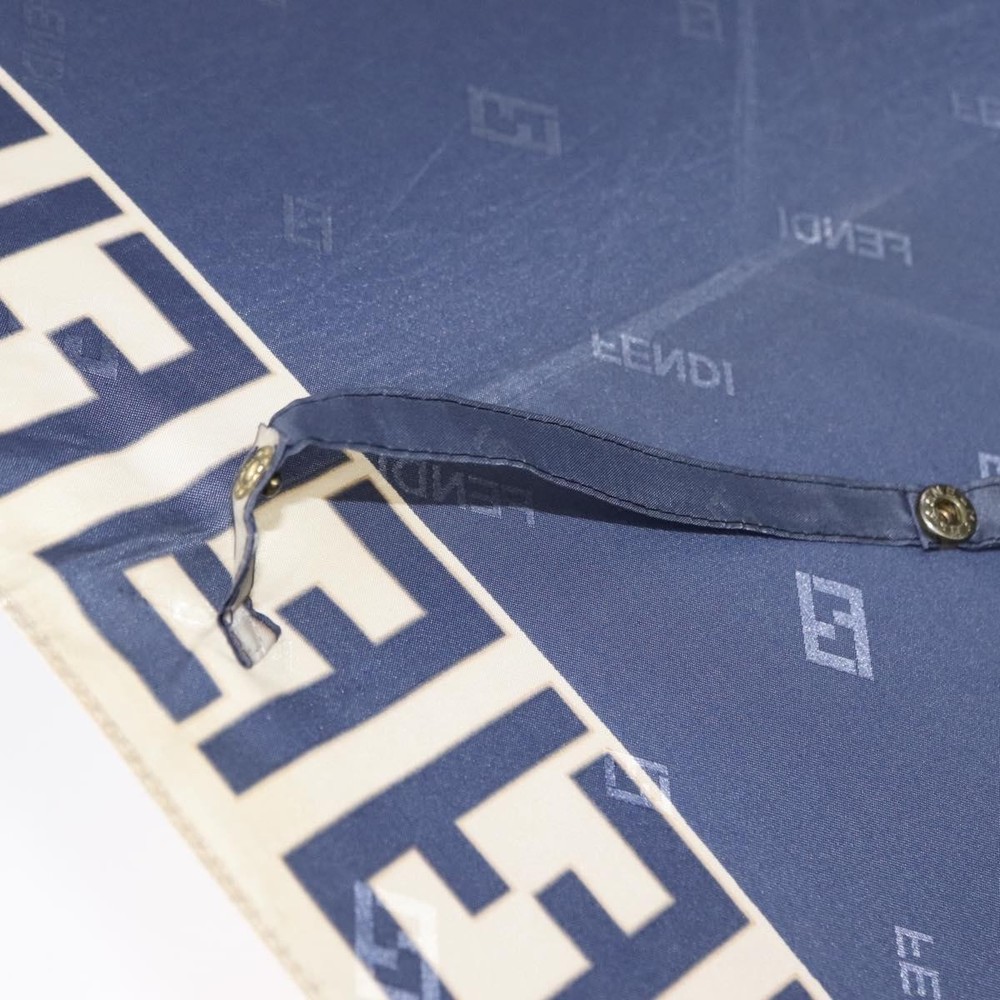 FENDI Zucca Canvas Folding Umbrella Navy Auth am9874