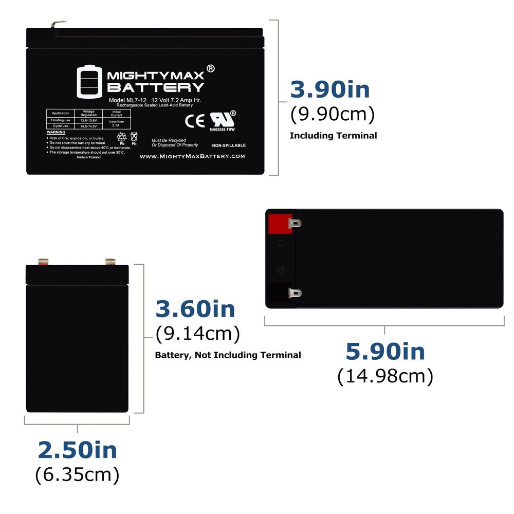 Mighty Max 12V 7Ah Battery Replacement for APC BN1250 - 2 Pack