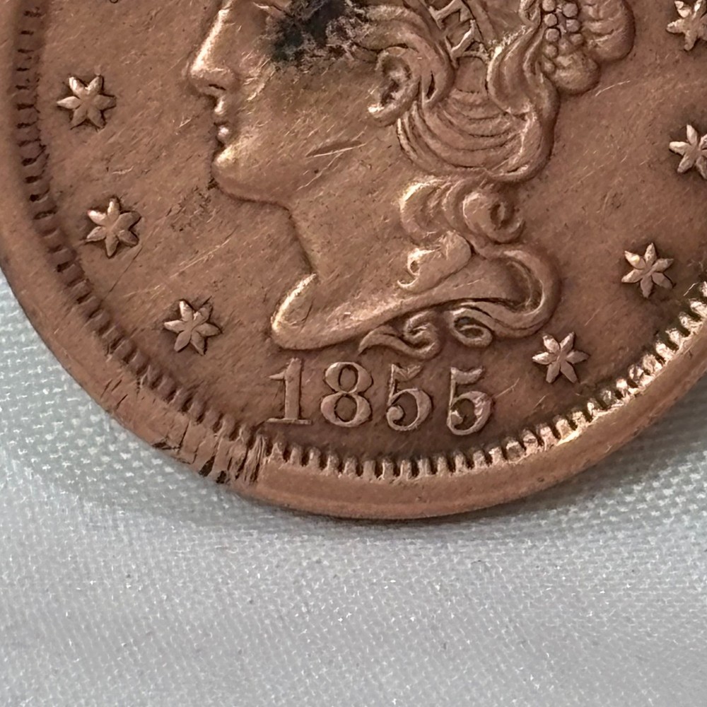 1855 Large Cent Braided Hair