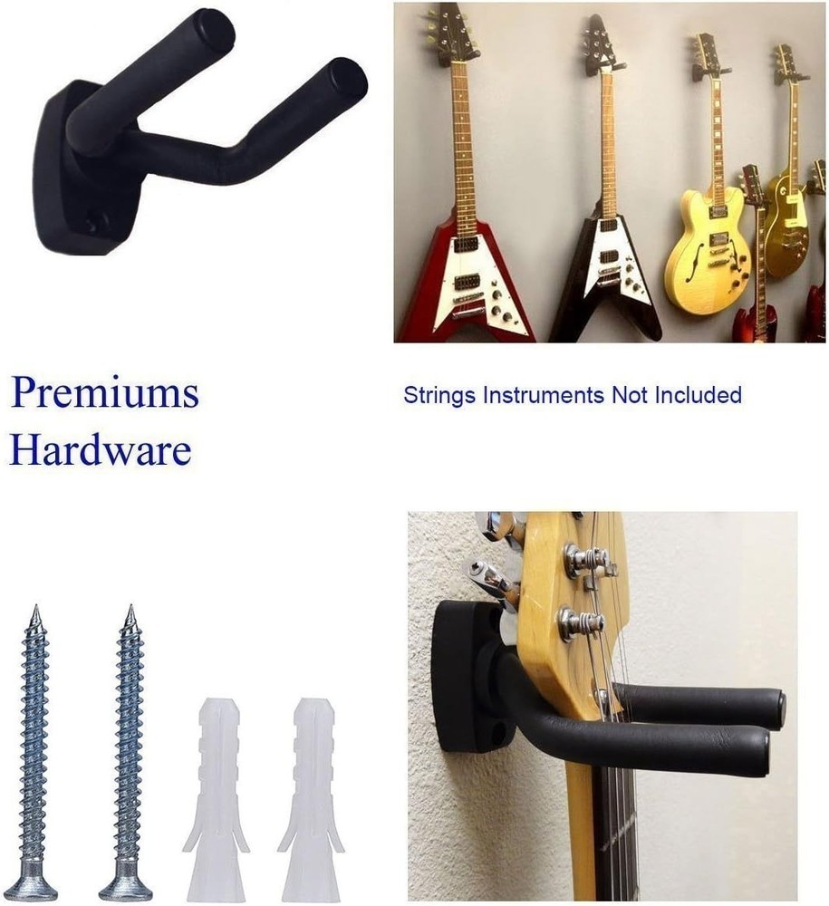 Elegant 4-Pack Adjustable Guitar Wall Hanger – Securely Display Any Instrument