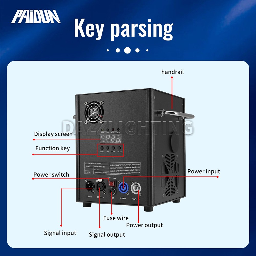 PAIDUN 4PCS Cold Spark Machine 750W DMX Firework 3.2-13.1FT Range Stage Effect