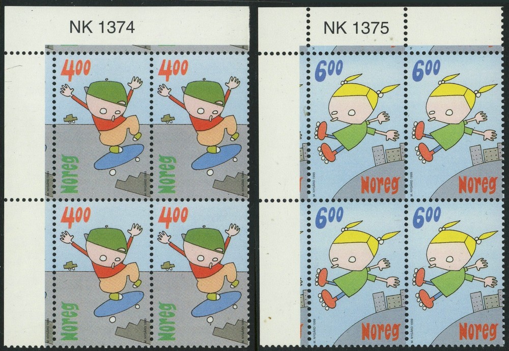 Norway #1236-1237 Children's Games Skating Rollers Blocks Postage 1999 Mint NH