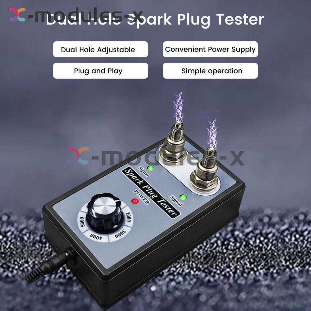 Dual Hole 12V Car Spark Plug Tester Ignition Plug Analyzer Diagnostic Detector