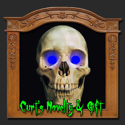 LED BLUE EYES HALLOWEEN PROP Crank Ghost Mask