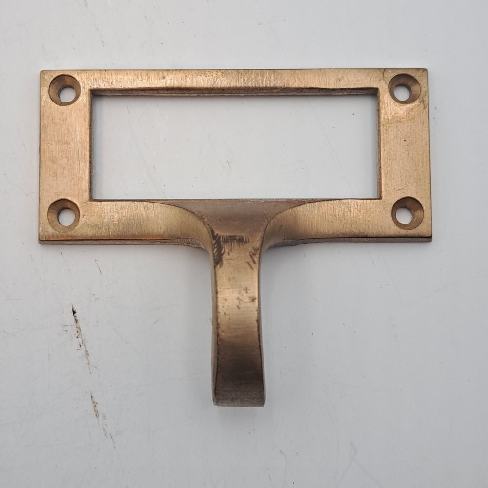 35 Vintage Brass Index Card Drawer Label Holder Library Catalog File Index Pulls