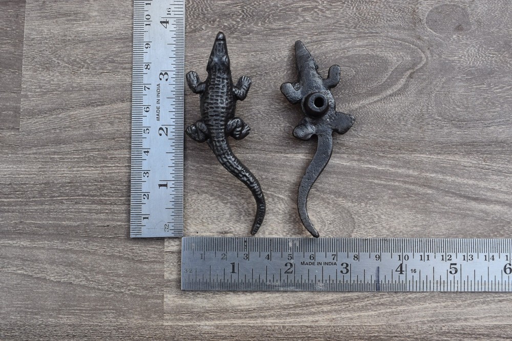 Vintage Alligator Crocodile Shape cast iron drawer door knobs handles pull 10pc