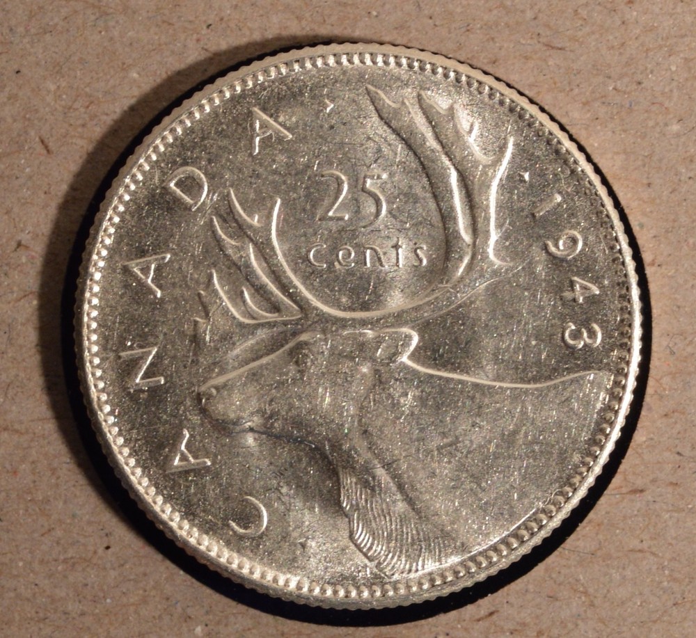 1943 Canada Twenty Five Cents - AU / BU  Inv# P-142
