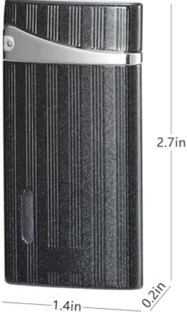 Mini Torch Lighter, Butane, Black Silver, Flame Adjustable