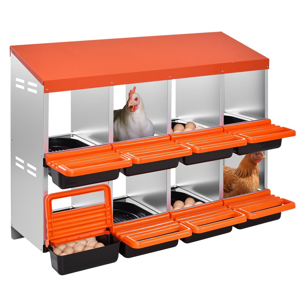 Uimoso 2-Tier Chicken Nesting Box with 8 Compartments for Egg Collection