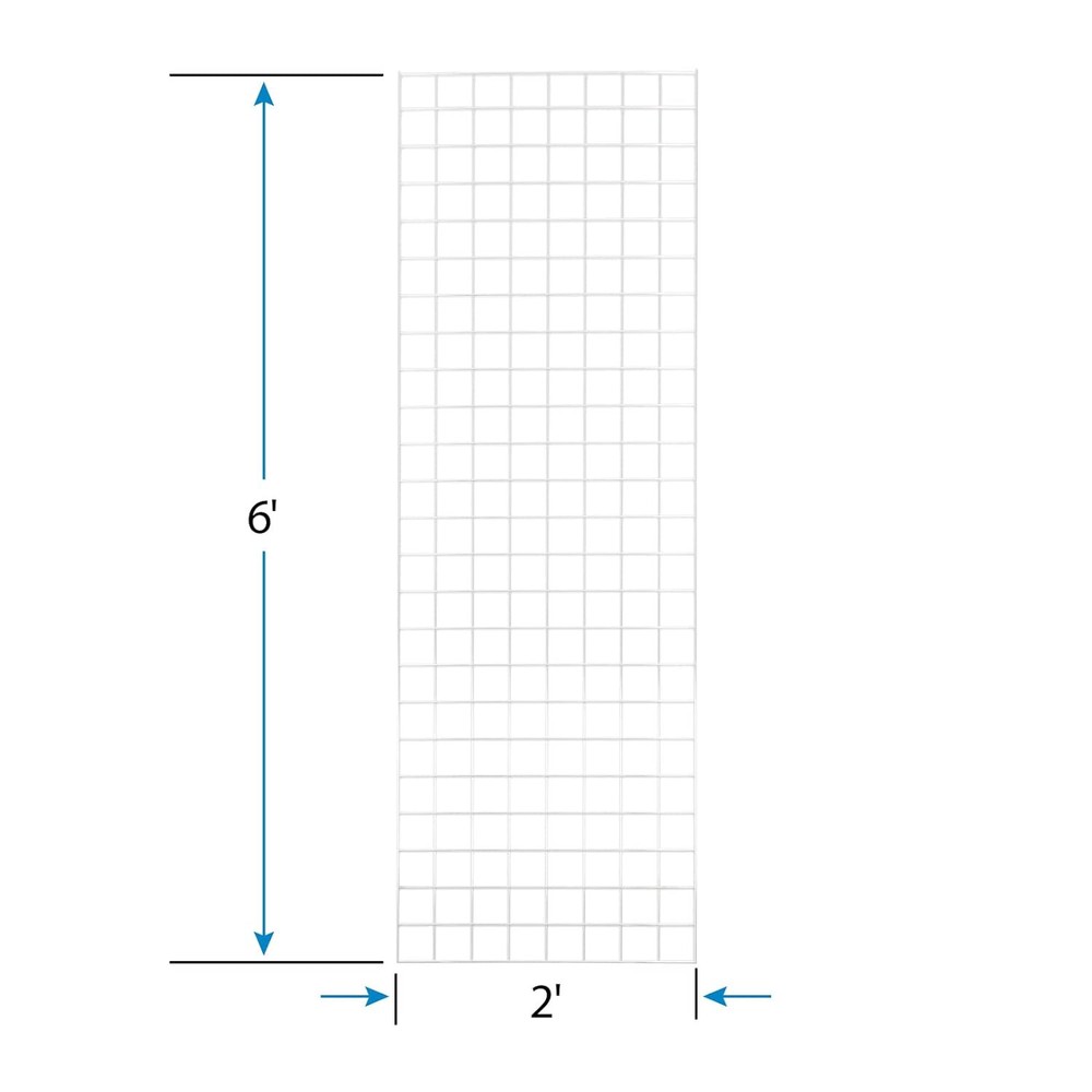 Gridwall Panel 2' x 6' Grid Wall Display White Panel Steel w 2 Legs