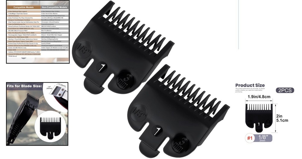 High-Quality Replacement Clipper Guards for Wahl | 2 Pcs, 1/8'' Size