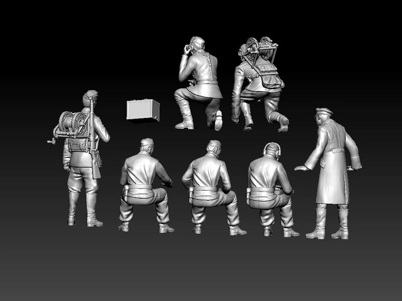 3D printed 1/87 WW II Germany "Army Communication Force" 7 man group model