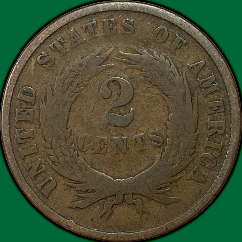 1865 Two Cent Piece Good G Coin #37837