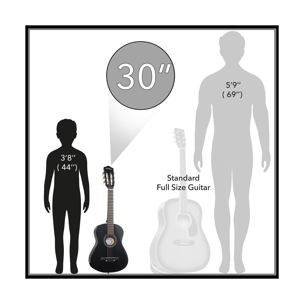 Ashthorpe 30-inch Beginner Acoustic Guitar Package (Black), Basic Starter Kit...
