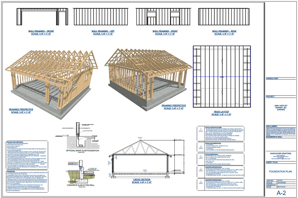 Double Car / 2 Car Garage Plan / Architectural Blueprints - 24 x 26