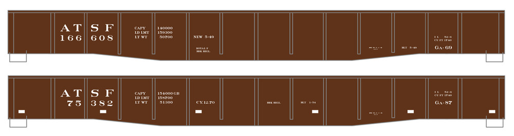 K4 O Scale Decals Santa Fe Gondola White