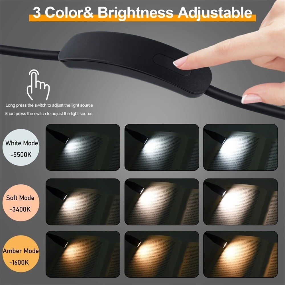 USB Rechargeable LED Neck Light with 360° Flexible Design for Reading and Study