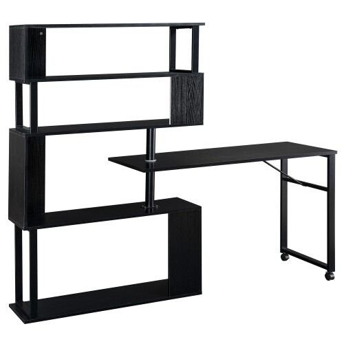 Office computer desk L-shaped corner 5-layer bookshelf is easy to install