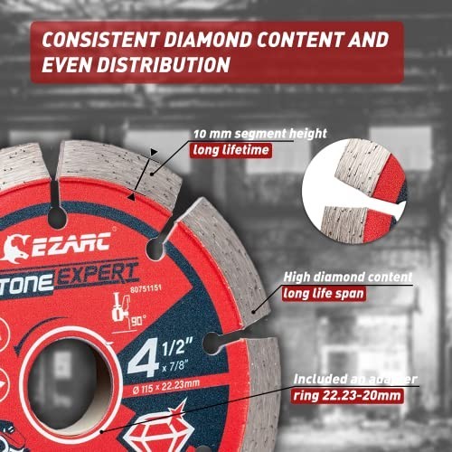 4.5" Segmented Diamond Blade for Angle Grinder - Cut Concrete, Granite, Brick (2