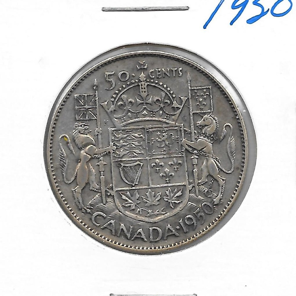 1950 Design CANADIAN 50 CENT PIECE VERY NICE (SILVER)