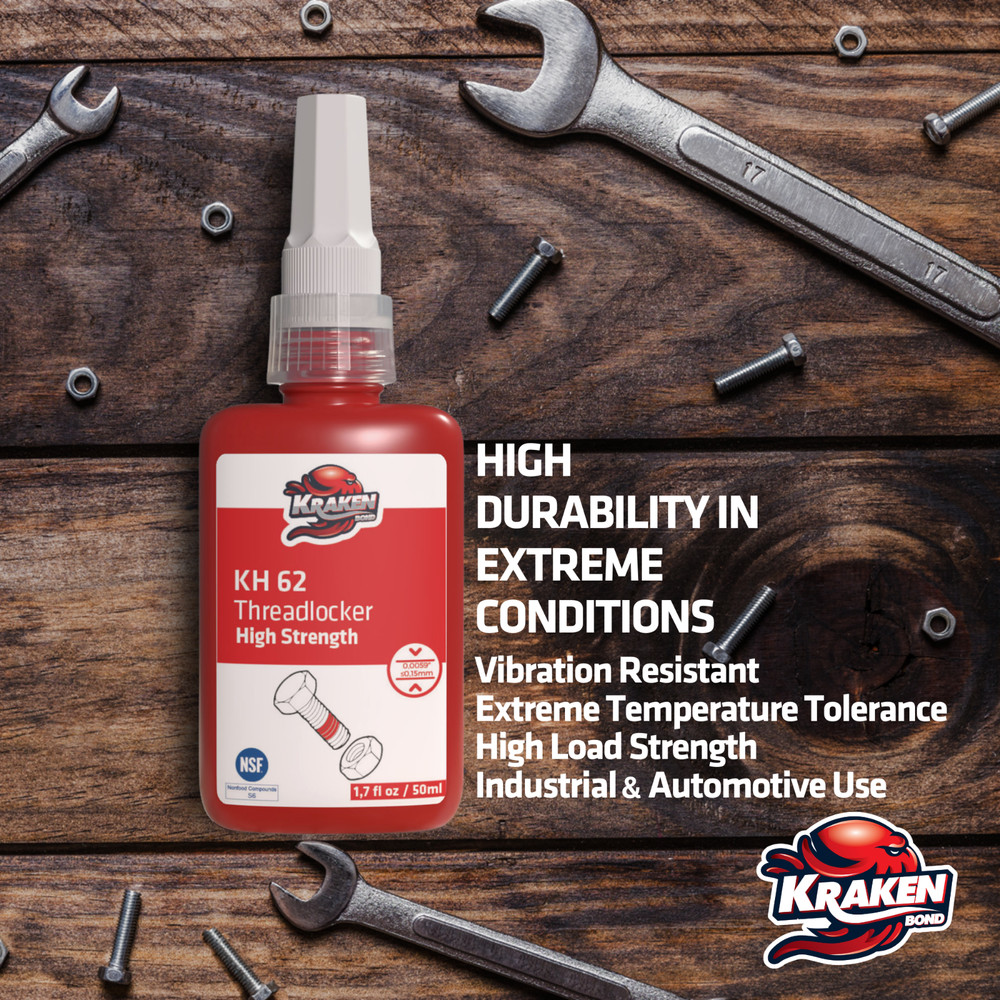 Kraken Bond High Strength Red Threadlocker KH 62 (1.7 oz) - Bundle Pack