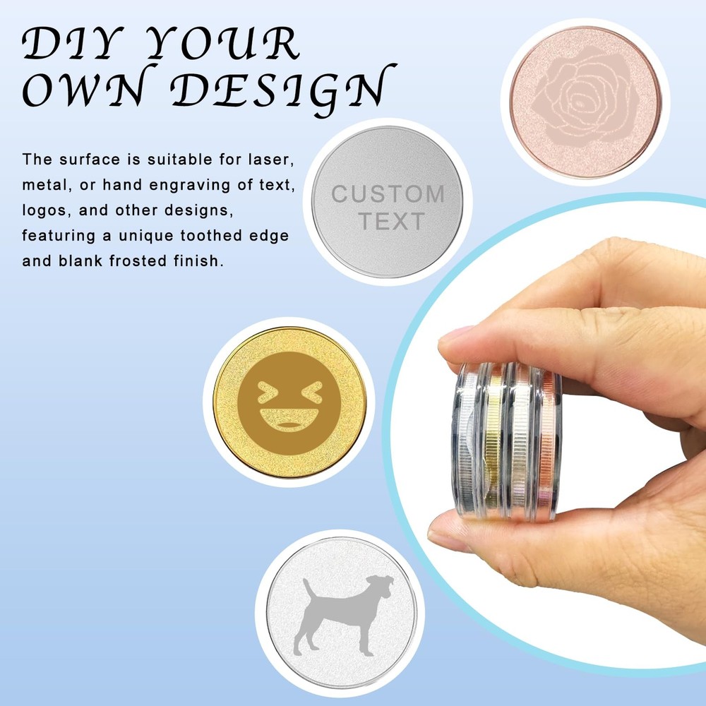 Solid Brass Blank Coins for Laser Engraving Blank Challenge Coins Bulk, Engravin