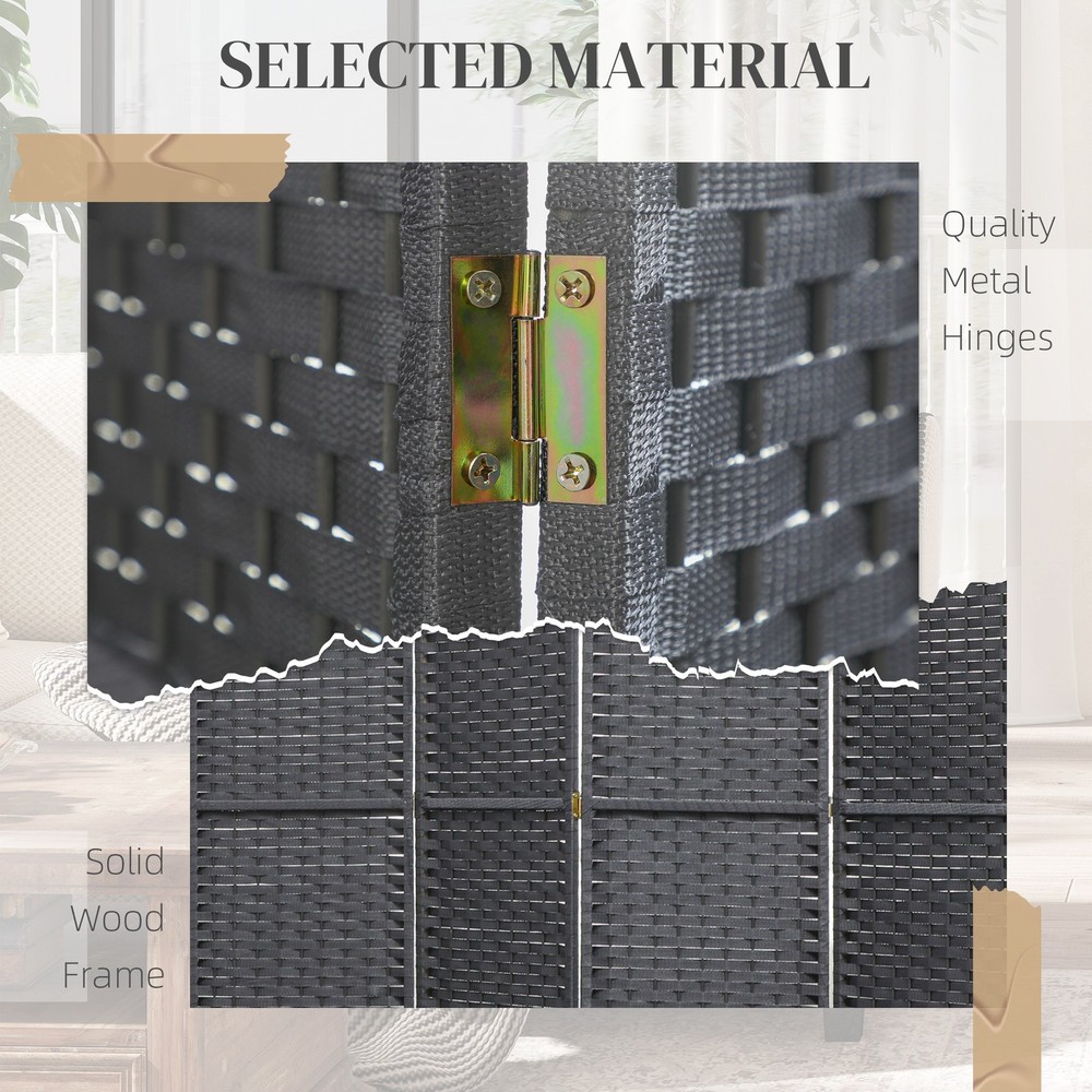 8 Panel Room Divider Freestanding Folding Privacy Screen, Gray