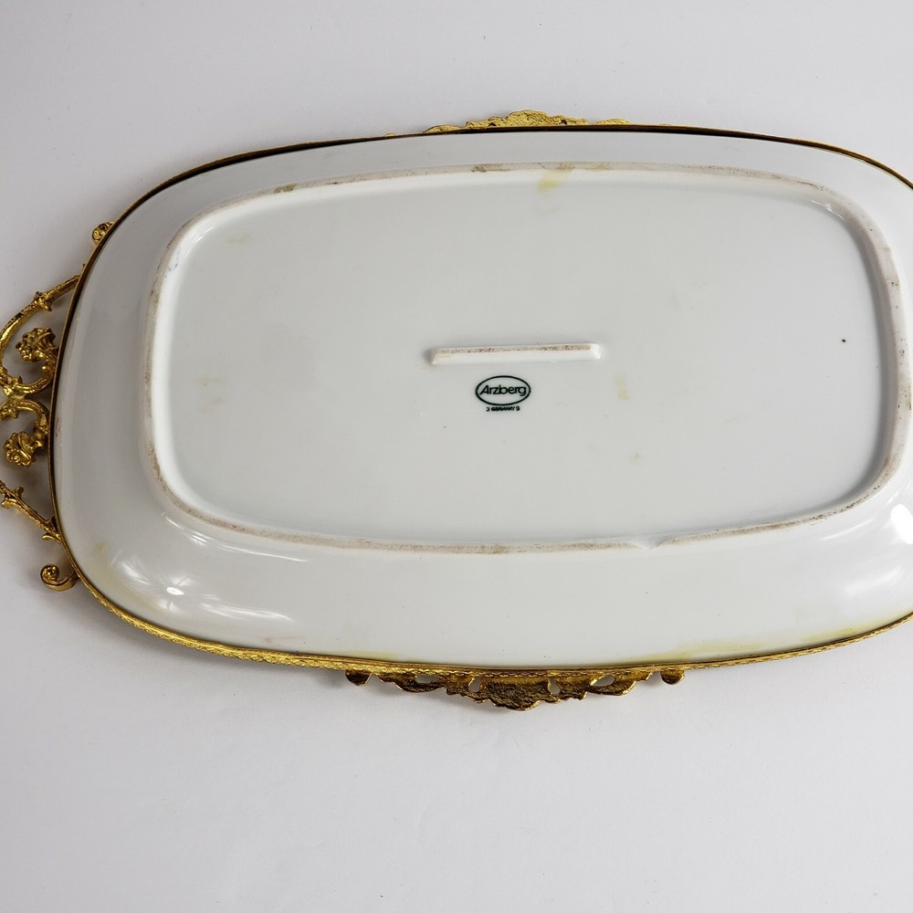Arzberg Germany Rectangular Serving Platter Hand Painted Gold Trim
