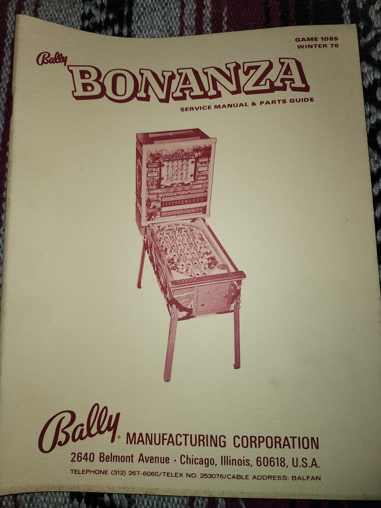 Bonanza Pinball Manual Bally