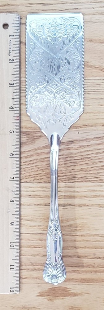 1970s silver plate wedding cake server/knife 11.5"x2.5" Engraved Silverplated