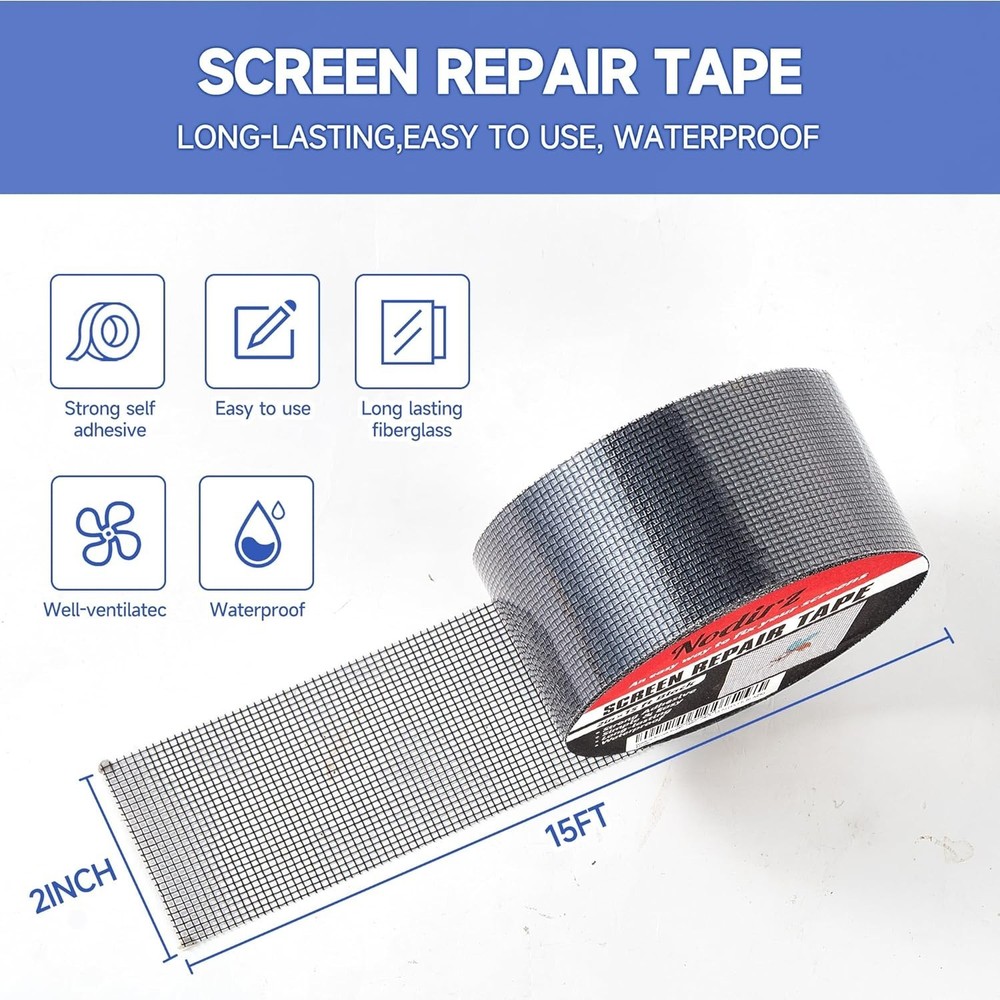 High-Quality Waterproof Window Screen Repair Tape - Quick Fix Solution, 15 FT