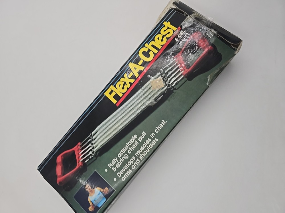 Red Handle Flex-A-Chest 5 Spring Chest Pull Gym Exerciser By Excel New Open Box