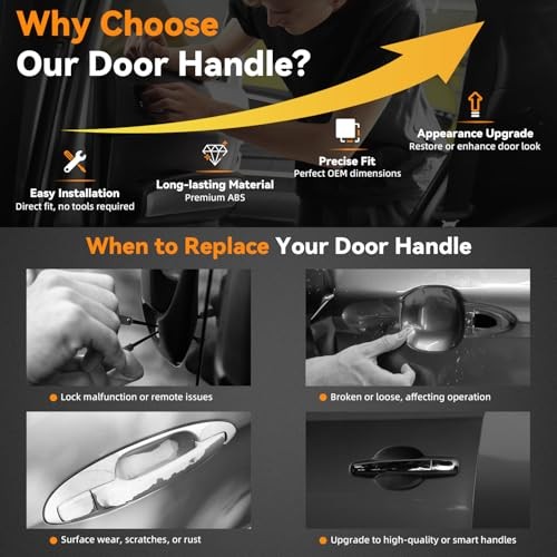Front Passenger Right Side Exterior Door Handle, Compatible with Front Right