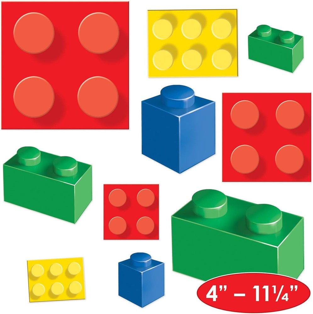 Beistle 40 Piece Building Blocks Cutouts, 4"-11.25", Multicolor