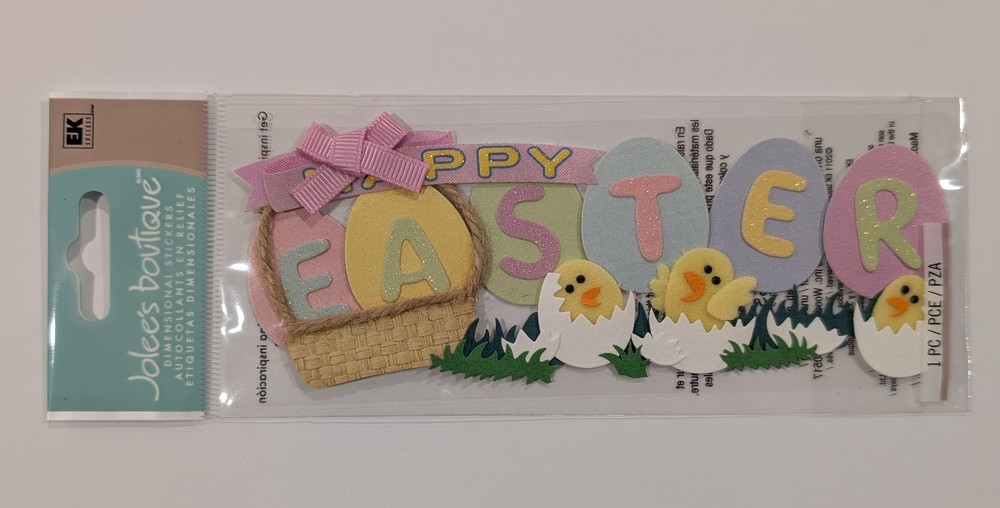 RARE Jolee's Happy Easter Scrapbooking Title Sticker Basket Eggs Chicks