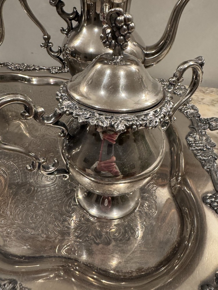 Birmingham 5 piece Tea set Silver on copper