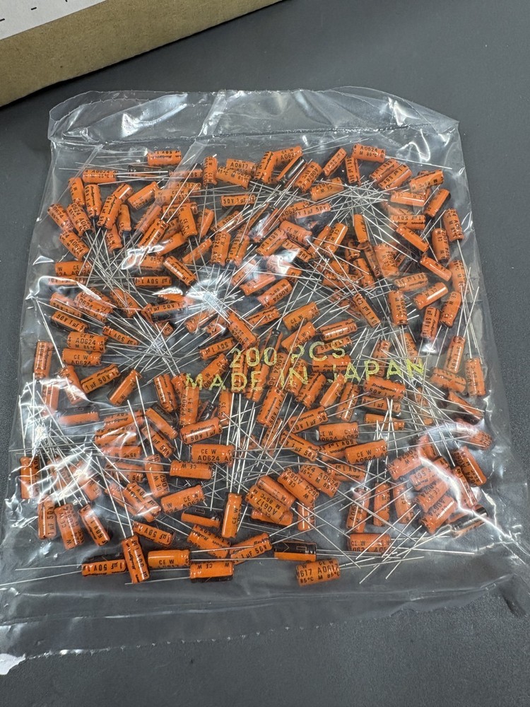 1000pcs 1uF 50V Electrolytic Capacitor Rubycon Axial 85°C