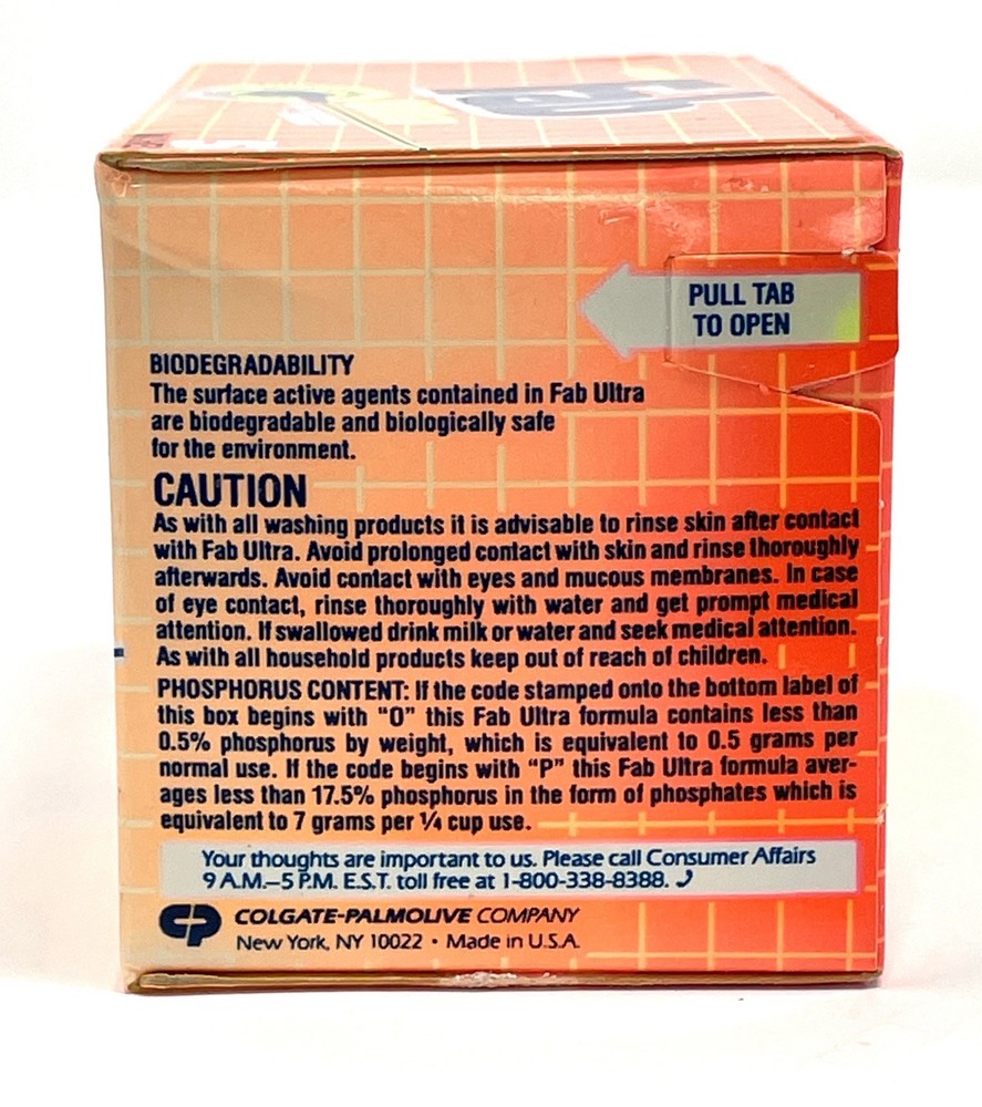 Vintage FAB ULTRA Laundry Detergent 5.5 Oz Sample Box 5 Washes Sealed