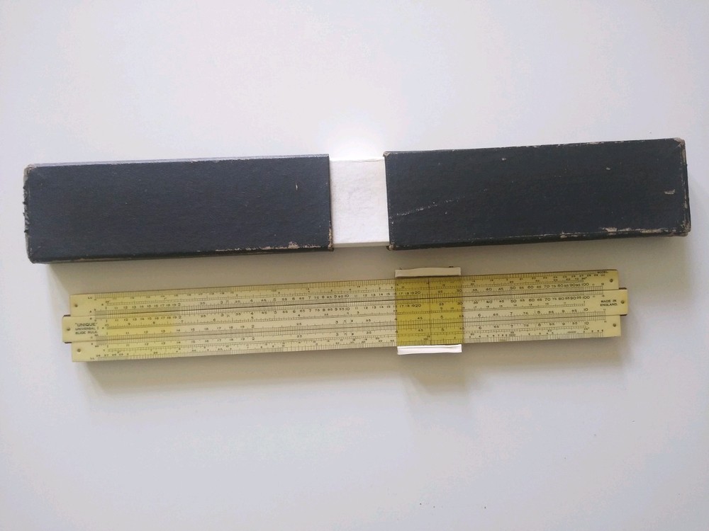 UNIQUE UNIVERSAL 1 Slide Rule 30cm With Box