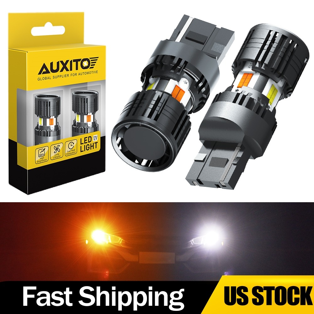 2/4X 7443 Switchback LED Bulbs White DRL/Parking Lights Amber Turn Signal Lights