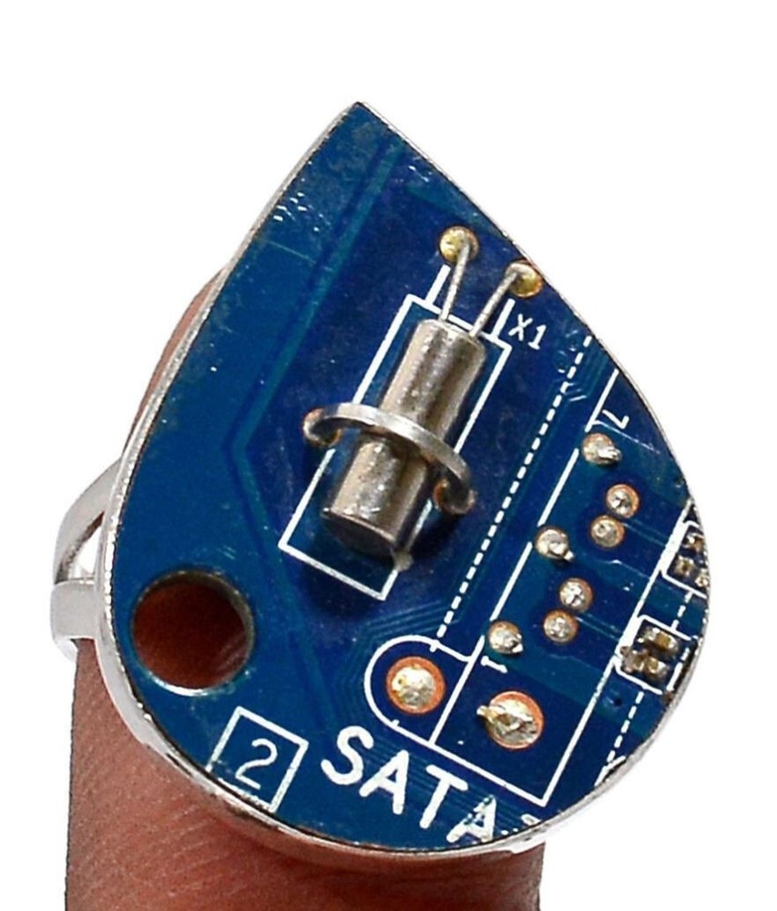 Circuit Board Computer Chip Recycled 925 Silver Ring s.9.5