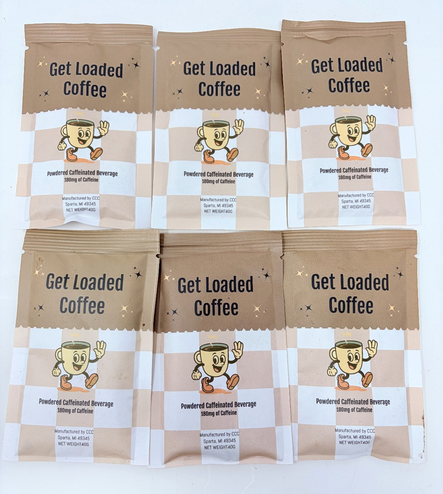 6 Loaded Coffee Powdered Caffeine Drink Mix Powder Packets Assorted Flavors Tea