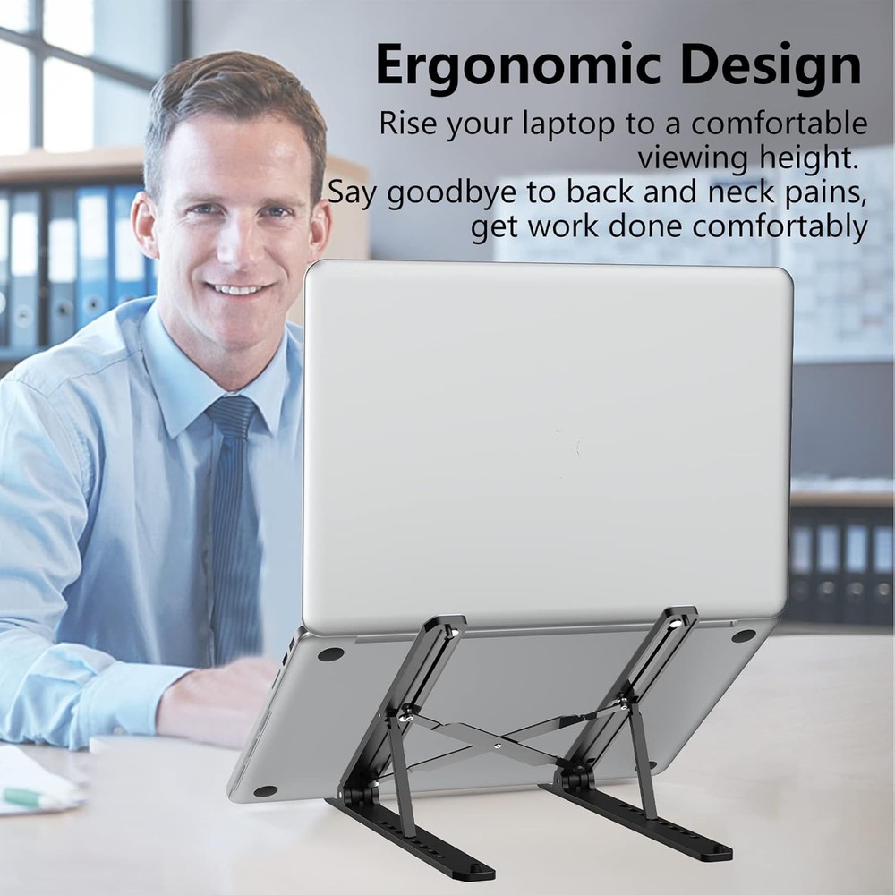 Laptop Stand Desk Adjustable Laptop Riser ABS Silicone Foldable Portable