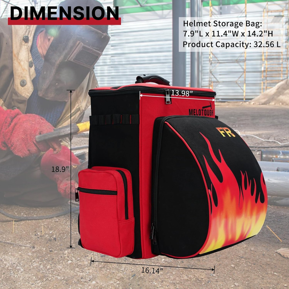 Fire-Resistant Welding Backpack 32.56L - Large Tool & Helmet Storage