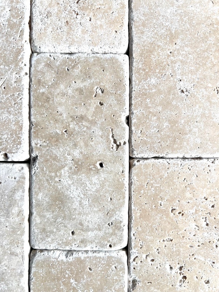 Ivory Medium 3x6 Tumbled Travertine Tile Wall Floor Kitchen Backsplash (1 SF)