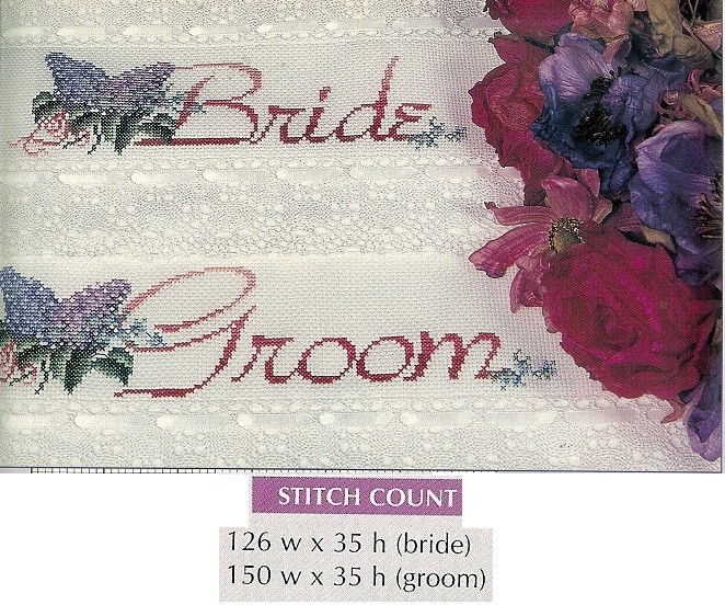 BRIDE & GROOM PILLOWCASES   -  CROSS  STITCH PATTERN ONLY   HM  QYY