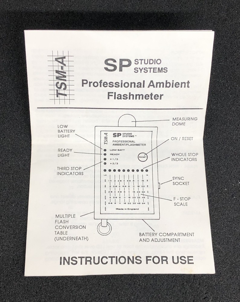 Vintage Camera Flash Meter TSM-A SP Studio Systems England Ambient Flashmeter