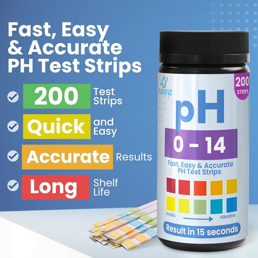 pH Test Strips 0-14 | 200 Universal Strips for Fast, Accurate pH Testing | Litmu