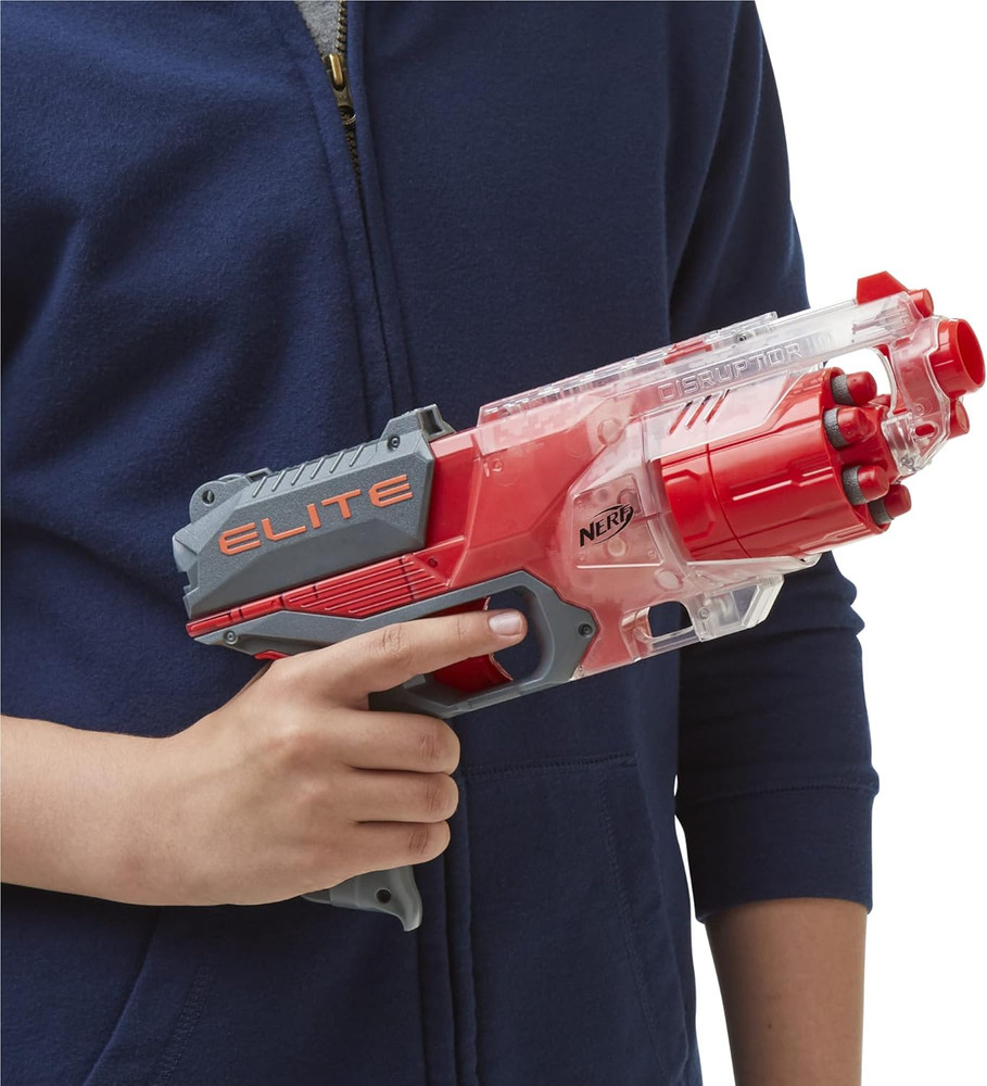 Elite Disrupter Blaster - -Dart Rotating Drum, Slam Fire, Translucent Red ( Excl